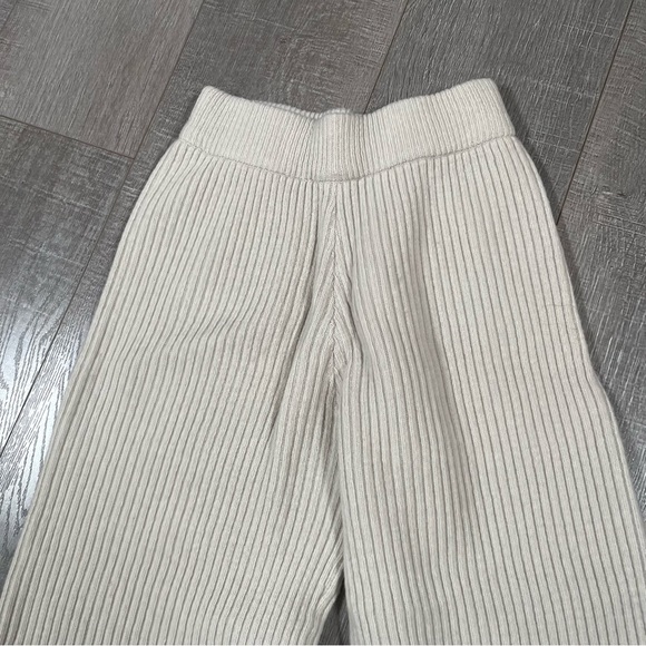 MANIERE Wide Leg Rib Knit Pant High Rise light beige - Picture 2 of 5